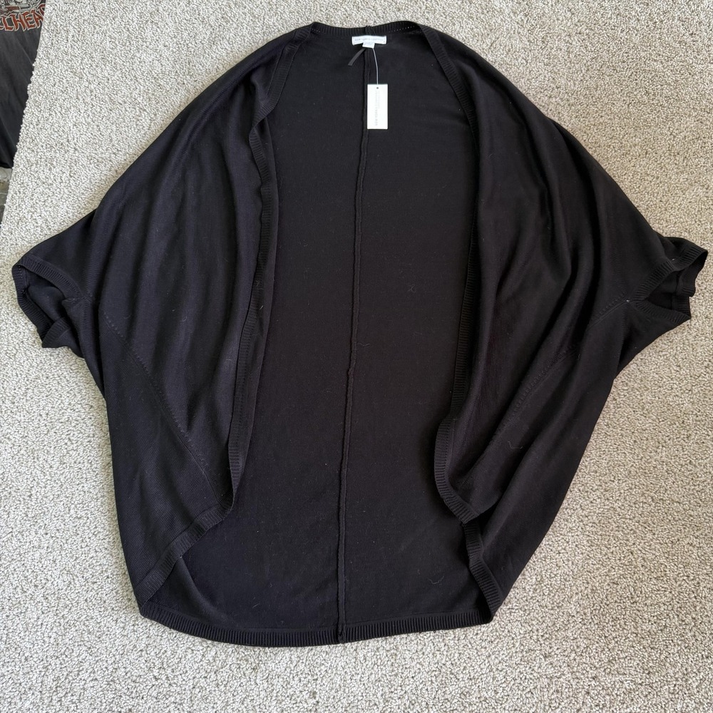 New York & Company Cardigan Sweater Womens XL Black V Neck Open Dolman Knit